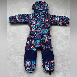Columbia Navy Hooded One-Piece Footie with Red, Light Blue & White Print